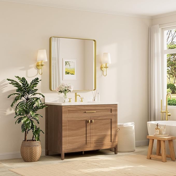 TETOTE 36 x 36 Inch Gold Mirror