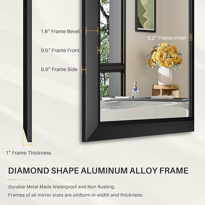Briivue 60x36 Inch Black Bathroom Mirror