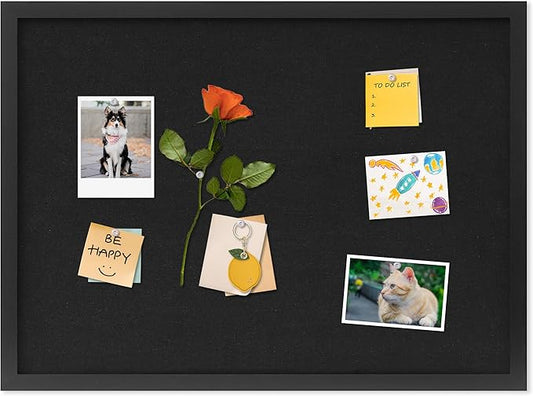 DAHAPYBOO Cork Board with Linen Black, Bulletin Board 23"x17", Corkboards