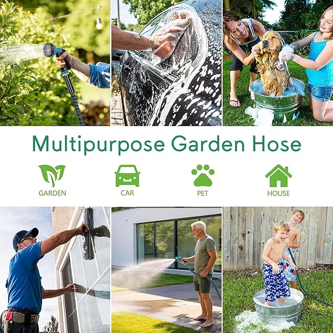 Expandable Garden Hose 100ft with 10 Function Nozzle, 2026 No Kink Water Hose 100 ft, Leak-proof Sturdy Brass Fittings, Durable 3750D Fabric, Lightweight, Flexible for Outdoor Watering, Car Washing