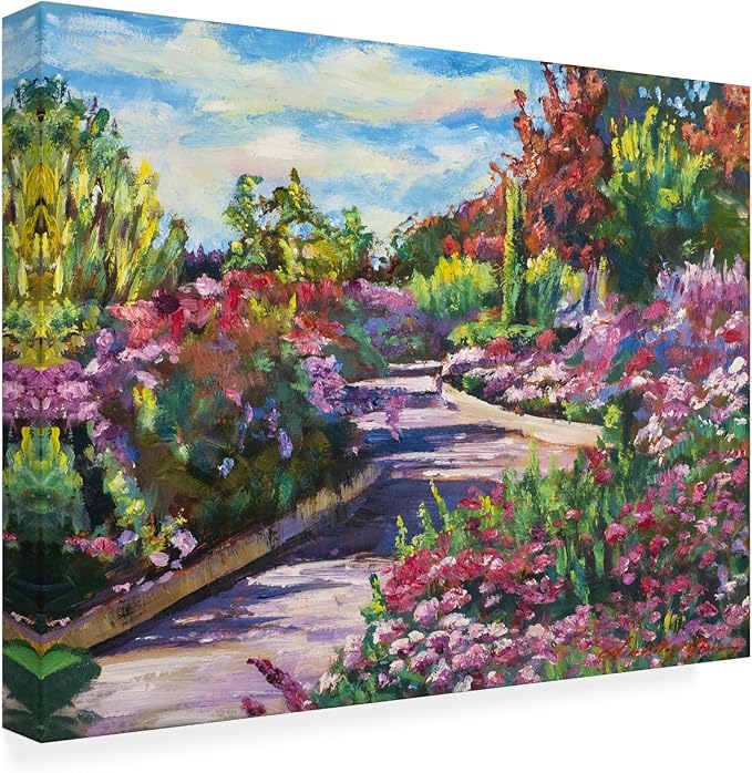 Trademark Fine Art Outdoor Canvas Art - David Lloyd Glover ' WINDING PATH AT ENGLISH GARDEN' Wall Art for Outdoor Spaces, Patios, or Gardens