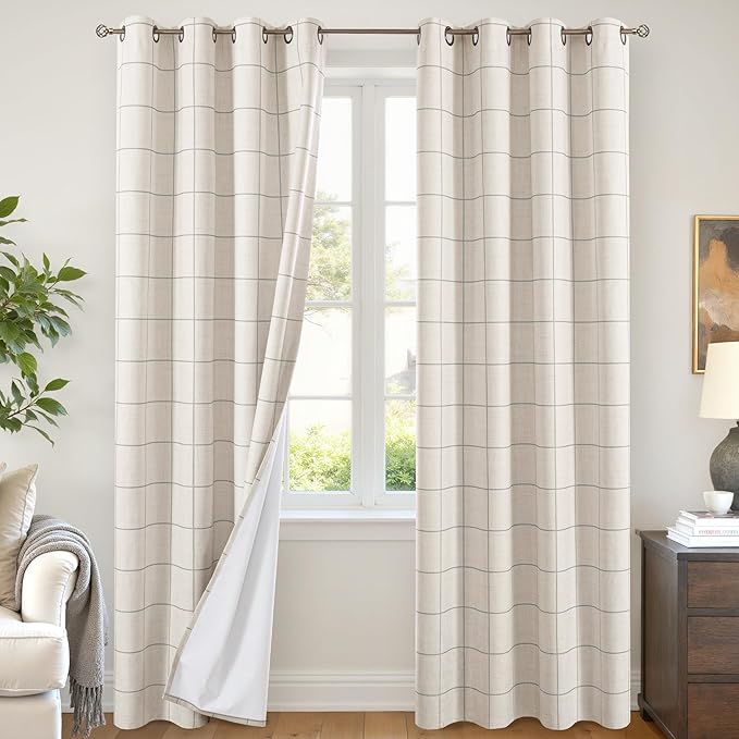 Lajode Grey Linen Blackout Curtains