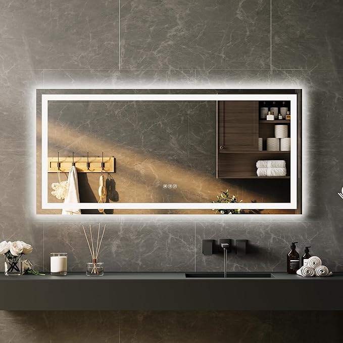 LED Bathroom Mirror 55 x 26 inch, Lighted Bathroom Vanity Mirror