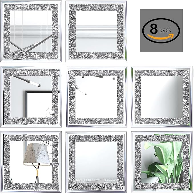 Crush Diamond Mirrors Wall Decor 6inch Mirror Tiles