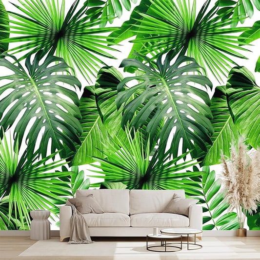 Tropical Green Botanical Leaf Wallpaper Bedroom Plant Mural Room Decor Living
