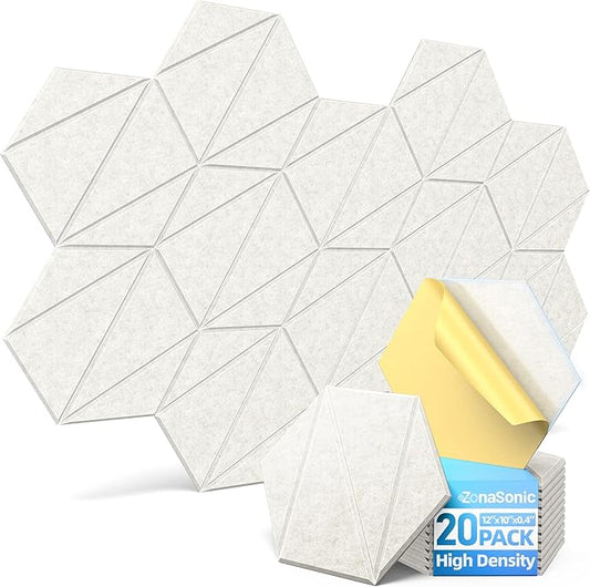 20 Pack Acoustic Panels with Self-Adhesive 12"X10"X0.4" Sound Proof Foam Panels