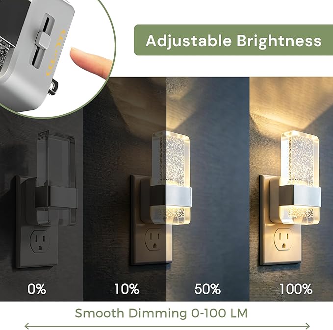 L LOHAS LED Night Light, Dimmable Night Lights Plug into Wall, 2 Pack Acrylic