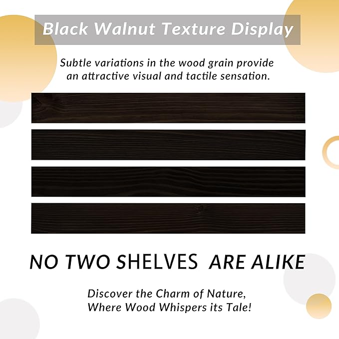 Wood Floating Shelves Set of 2, 36 Inch Long, 8 Inch Deep Solid Wood Wall
