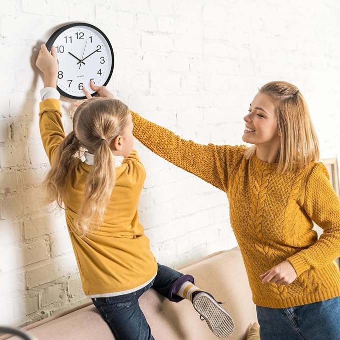 Inbagi 12 Pieces Silent Wall Clock Large 12 Inches Quartz Analog Clock Non