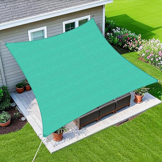Amagenix Sun Shade Sail 8'X10' Curved Edge Outdoor Shade Canopy Turquoise Breathable 95% UV Block Shade Cloth for Patio Garden Backyard (We Make Custom Size)