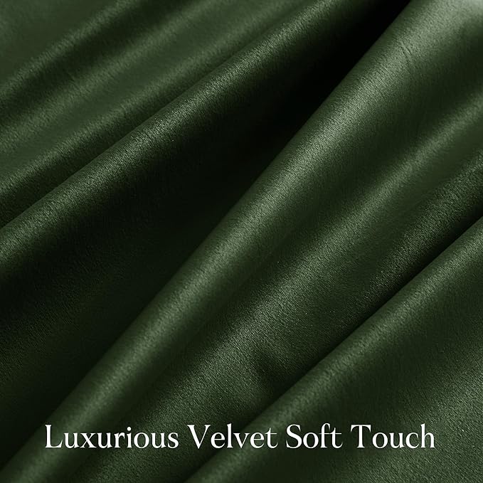 NICETOWN Green Velvet Curtains 84 inches