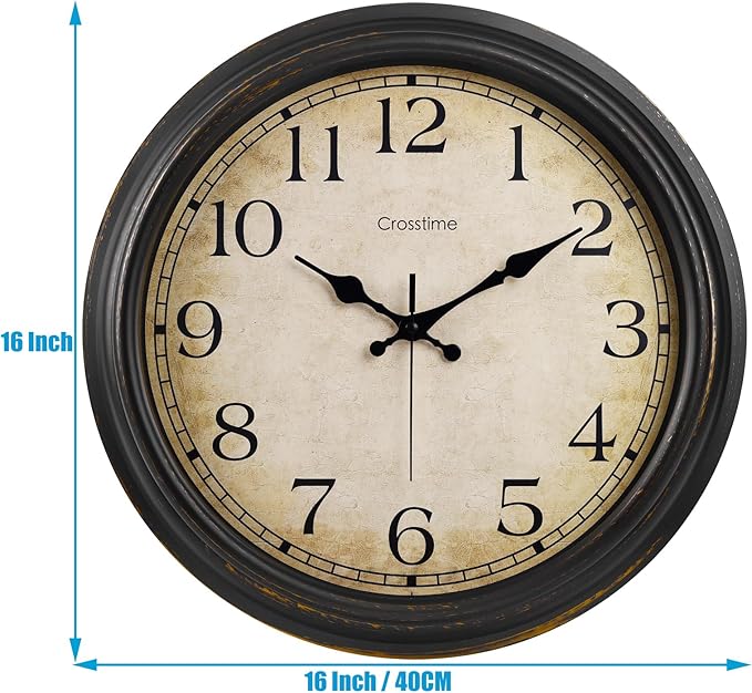 Crosstime 16 Inch Large Vintage Wall Clock