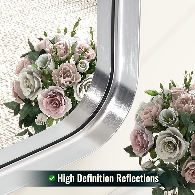 Easly Silver Bathroom Mirror for Wall, 30x22 Inch Rectangular Aluminum Alloy