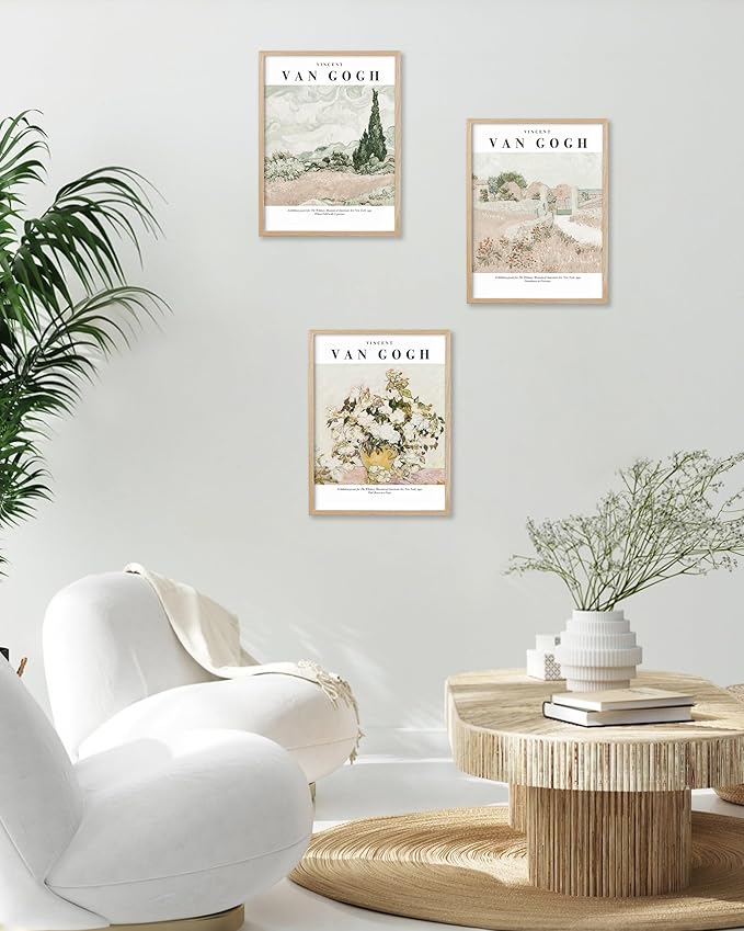HesenDot Unframed Vintage Van Gogh Exhibition Posters Set of 3, French Country