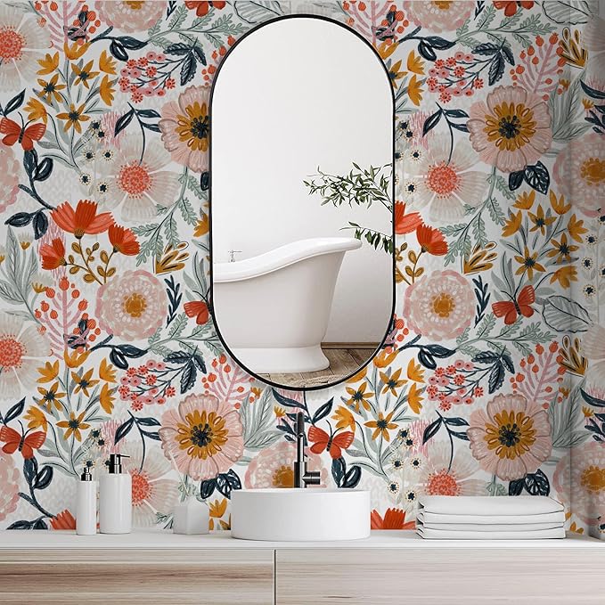 HAOKHOME Boho Peel and Stick Wallpaper Floral Wall Paper Removable