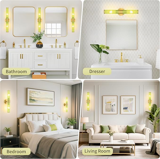 Morauroral Gold Battery Operated Wall Sconces Set of 2, Rechargeable Wall Lights