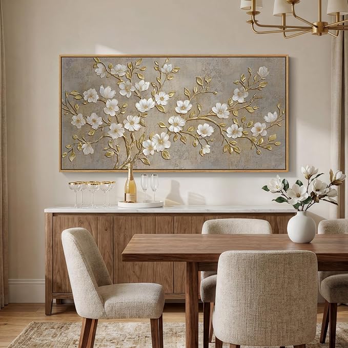 Large Framed Neutral Botanical Wall Art