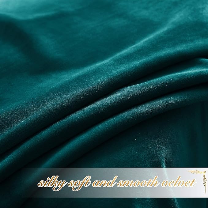 NICETOWN Teal Velvet Curtains 108 inches Long 52 Wide, Classic Heat & Light