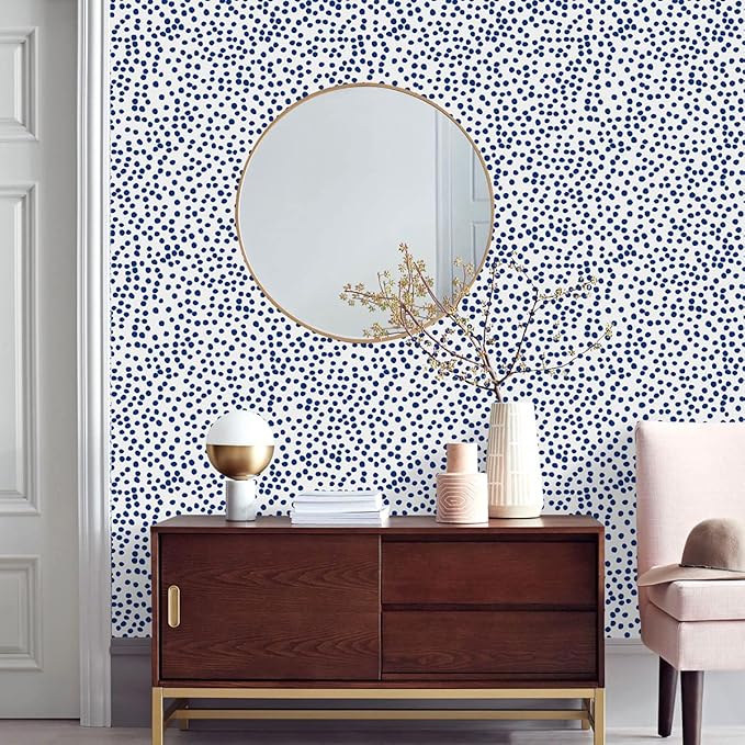 Jeweluck Blue Polka Dot Peel and Stick Wallpaper Blue and White Contact Paper