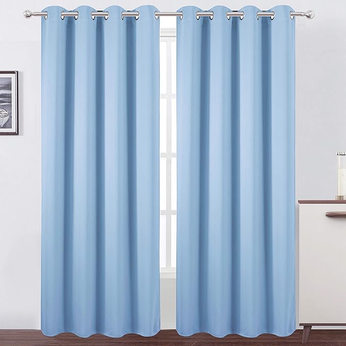 LEMOMO Sky Blue Thermal Blackout Curtains/52 x 95 Inch/Set of 2 Panels Room