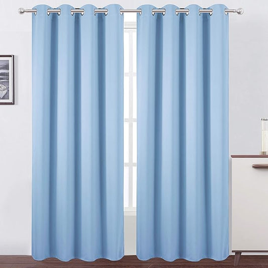 LEMOMO Sky Blue Thermal Blackout Curtains/52 x 95 Inch/Set of 2 Panels Room