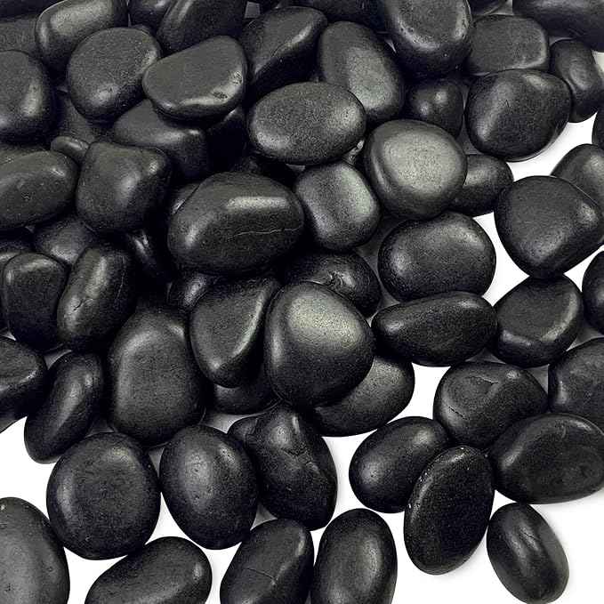 FANTIAN 20 lbs Black River Rocks for Landscaping, 1-2 Inch Decorative Black Pebbles for Indoor Plants, Vase Fillers, Garden, Potted Plant Rocks, Paving, Fountain and Outdoor Decoration Black Stones