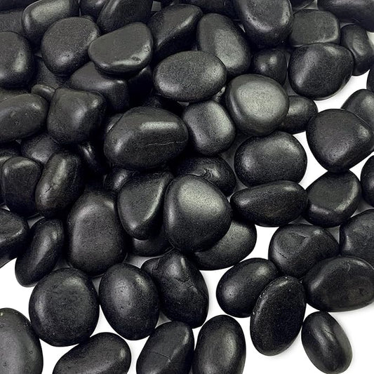 FANTIAN 20 lbs Black River Rocks for Landscaping, 1-2 Inch Decorative Black Pebbles for Indoor Plants, Vase Fillers, Garden, Potted Plant Rocks, Paving, Fountain and Outdoor Decoration Black Stones
