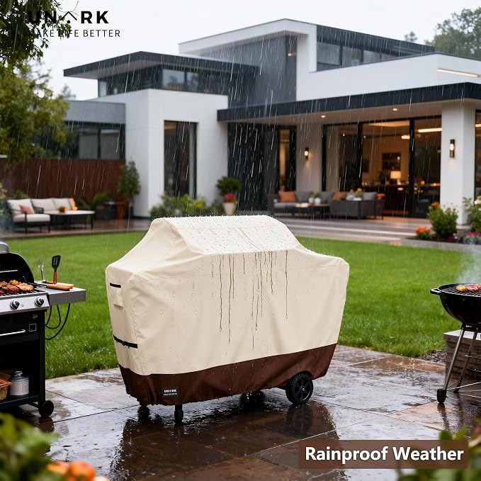 Extra Large Grill Cover for Outdoor Grill 72 Inch, Gas Grill Covers Heavy Duty Waterproof BBQ Covers for Outside, All Weather Protection Grill Cover 72 Inch 72" L x 27" W x 47" H Beige