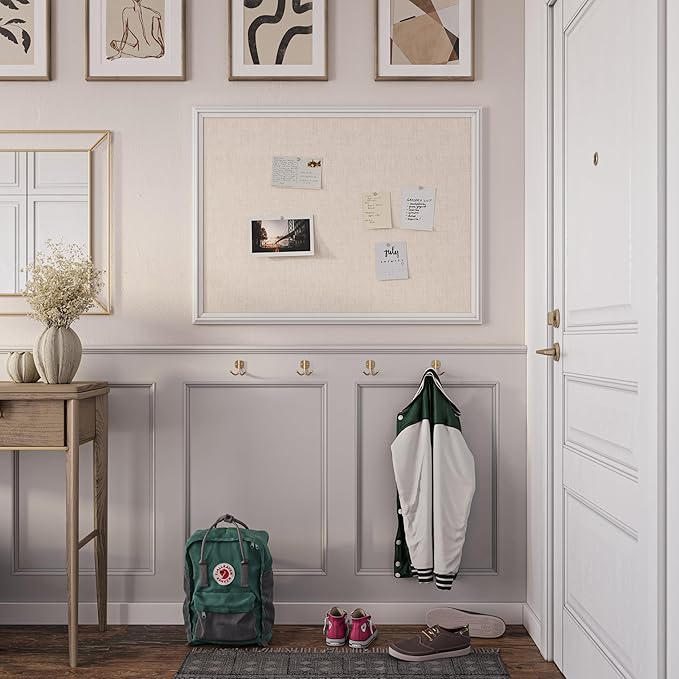 U Brands Farmhouse Linen Bulletin Board, Industrial Grade Pinning Surface
