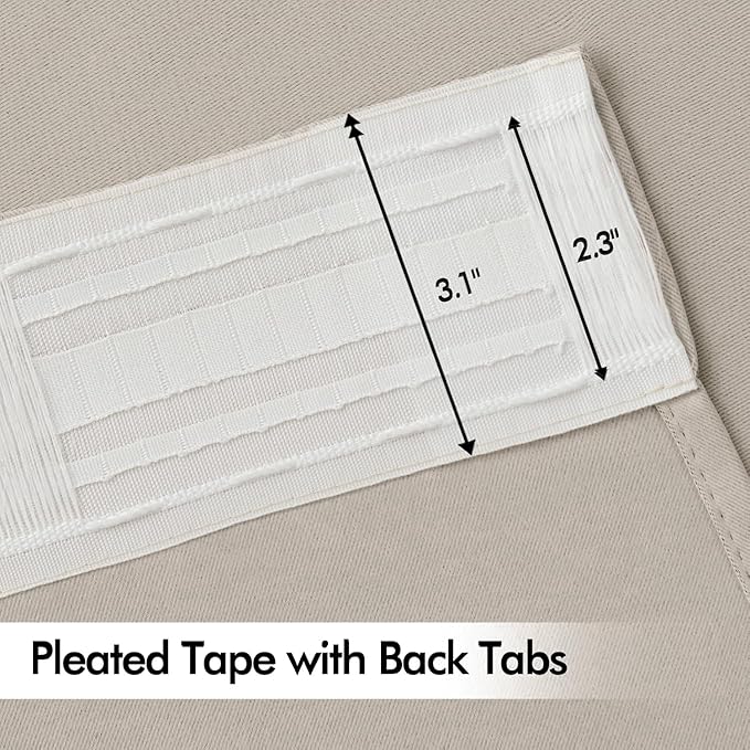 MIULEE Natural Back Tab Blackout Curtains 108 Inch Long 2 Panels Set