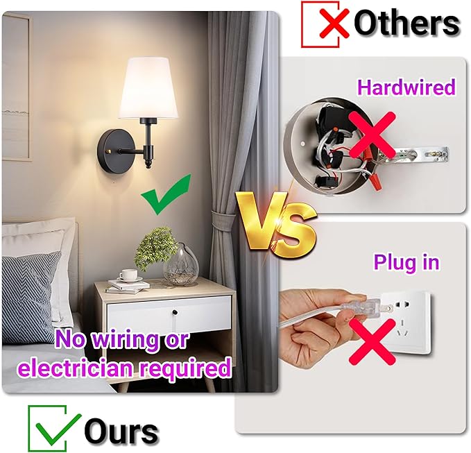 YHCDLAMP Battery Operated Wall Sconces Set of Two, Rechargeable Wireless Wall