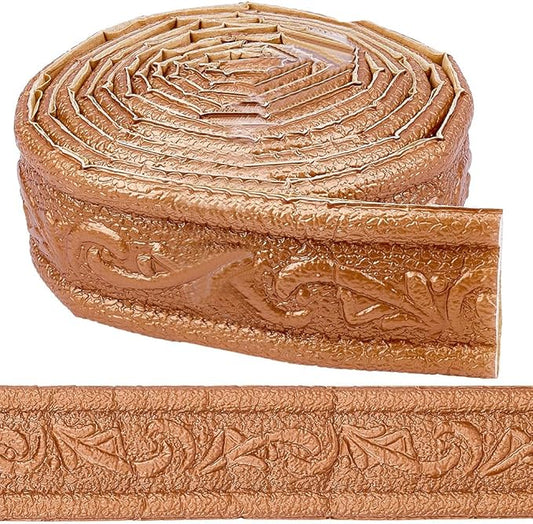 CRASPIRE 90x1.8in Peel Stick Foam Crown Molding Baseboard Trim Bronze Self