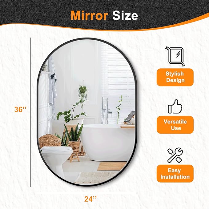 Bathroom Vanity Mirror for Wall, Living Room, HD Tempered Glass, Wall Mounted