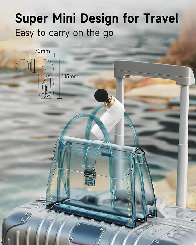 HEYCHY A1 Super Mini Massage Gun, Percussion Deep Tissues Muscle Massager, Compact Sports Travel Massage Gun, Portable Handheld Massager for Office Gifts for Him/Her, Home, Athletes(White)