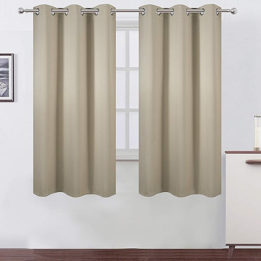 LEMOMO Beige Thermal Blackout Curtains/42 x 63 Inch/Set of 2 Panels Room