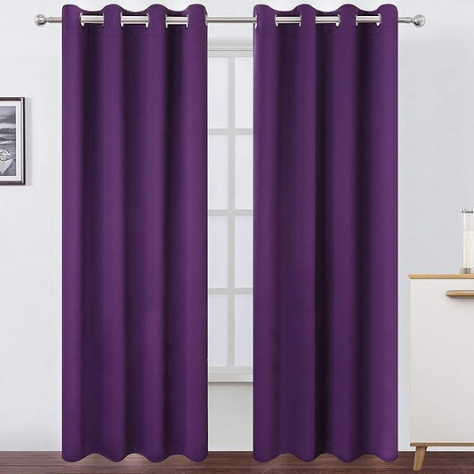 LEMOMO Blackout Curtains 66 x 95 inch/Purple Curtains Set of 2 Panels/Thermal