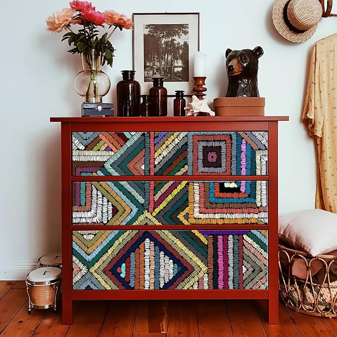 Retro Textured Peel and Stick Wallpaper Geometric Patchwork color Mosaic