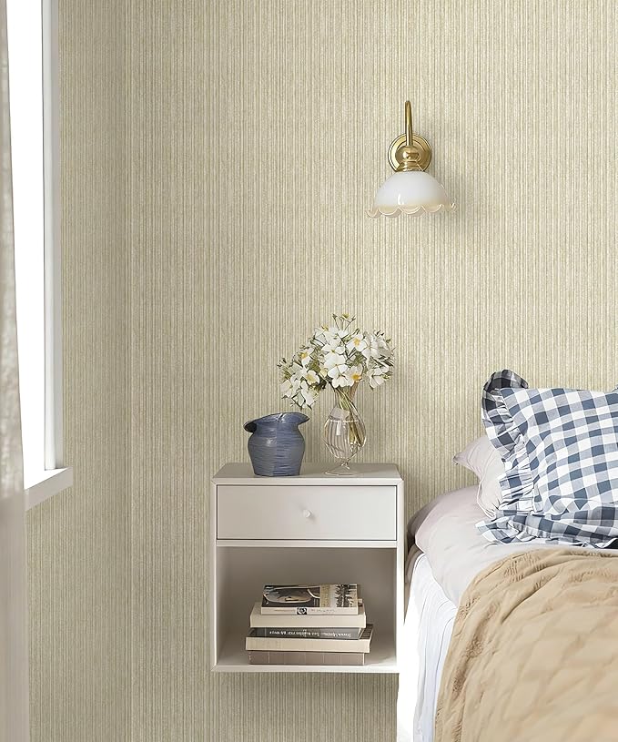 MelunMer Grasscloth Peel and Stick Wallpaper 17.3"x78.7", Contact Paper