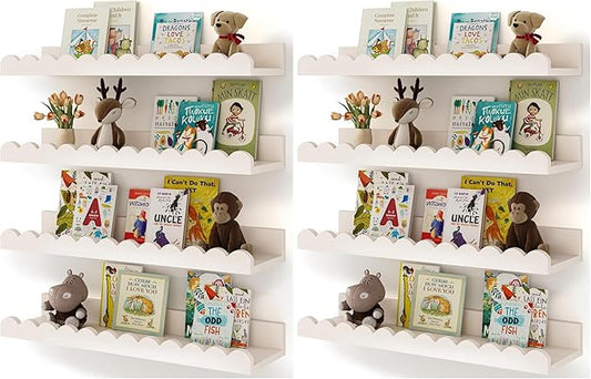 Shario Nursery Book Shelves, Scalloped Shelves, Wall Book Shelves
