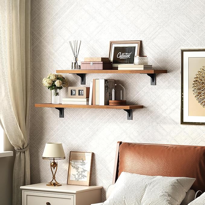HOOBRO Floating Shelves for Wall, 23.6" Wall Mounted Shelves Set of 2, Hanging