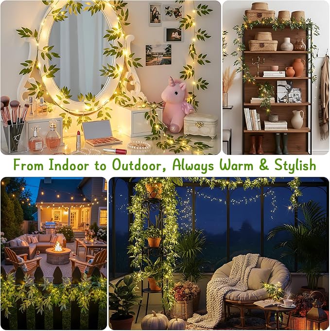 suddus Willow Vine with Fairy Lights Battery Operated, 12ft 40 LED Artificial