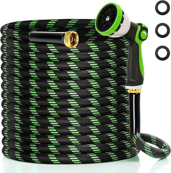 Garden Hose 25 ft Water Hose Flexible Non-Expandable Outdoor Heavy Duty Lightweight Leakproof Kink-free flex Watering Hose Pipe for 3/4 inchs Fitting Yard Lawn Outside Car Wash