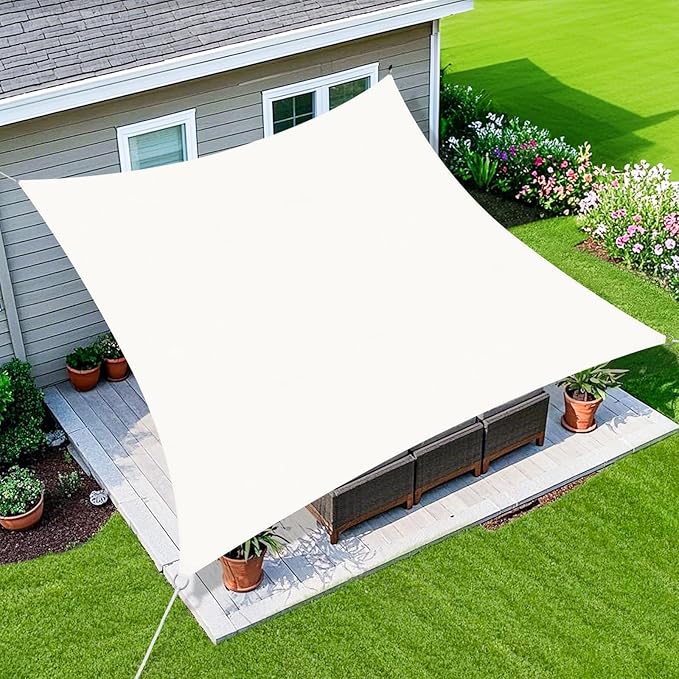 Amagenix Sun Shade Sail 12X25 Curved Edge Outdoor Shade Canopy White Breathable 95% UV Block Shade Cloth for Patio Garden Backyard (We Make Custom Size)