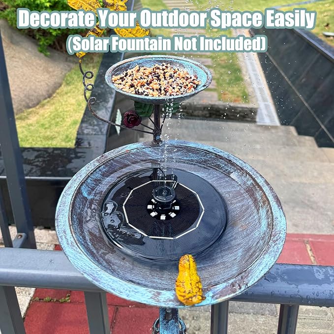 Bird Bath for Deck Railing and Balcony, 2 in 1 Bird Feeders for Outdoors with Heavy Duty Clamp, Unique for Outside and Silver Birdfeeder Suitable for Garden Porch Backyard