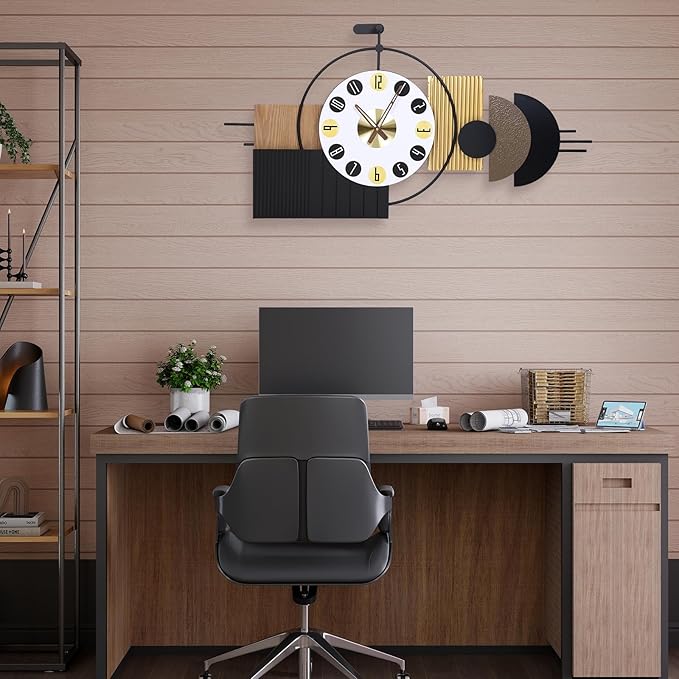 Luxury Modern Wall Clocks-Large Geometric Dial Wall Clock Battery Operated