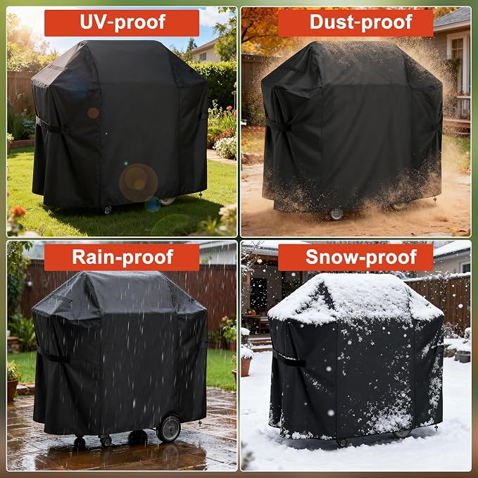 LBTING Grill Cover, 48-inch Heavy Duty 300D Oxford Waterproof Windproof UV Resistant BBQ Gas Grill Cover for Outdoor Barbecue Fit Most Brands Weber, Brinkmann, Char Broil, Holland