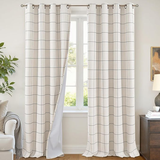 Lajode Plaid Patterned Curtains Thermal Insulated