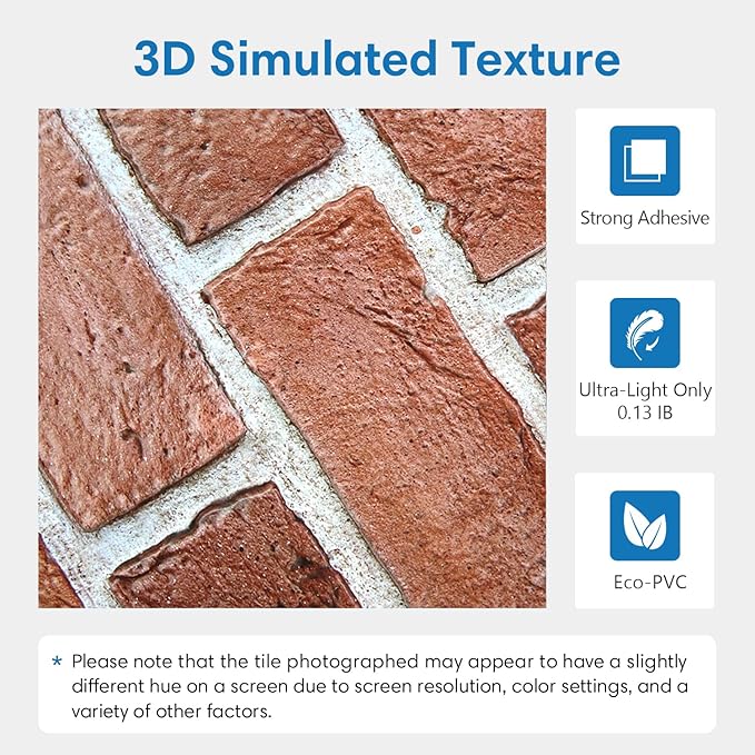 COMSTICKC 3D Faux Brick Wall Panel Peel and Stick, Not Real Brick, Ultra-Light