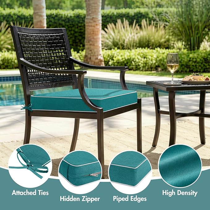 MIULEE Turquoise Outdoor Bench Cushion Set of 1, 48x18x3 Inch Waterproof Patio Seat Cushions for Swing and Outdoor Furniture Couch Sofa, 3 Year Color Fastness High Density Foam with Adjustable Ties