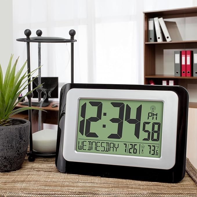 La Crosse Technology W88631 Digital Atomic Black Wall Clock